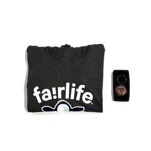 Fairlife Cow Hoodie Fleece Long Shirts and Keychain Brown Lightweight Size L